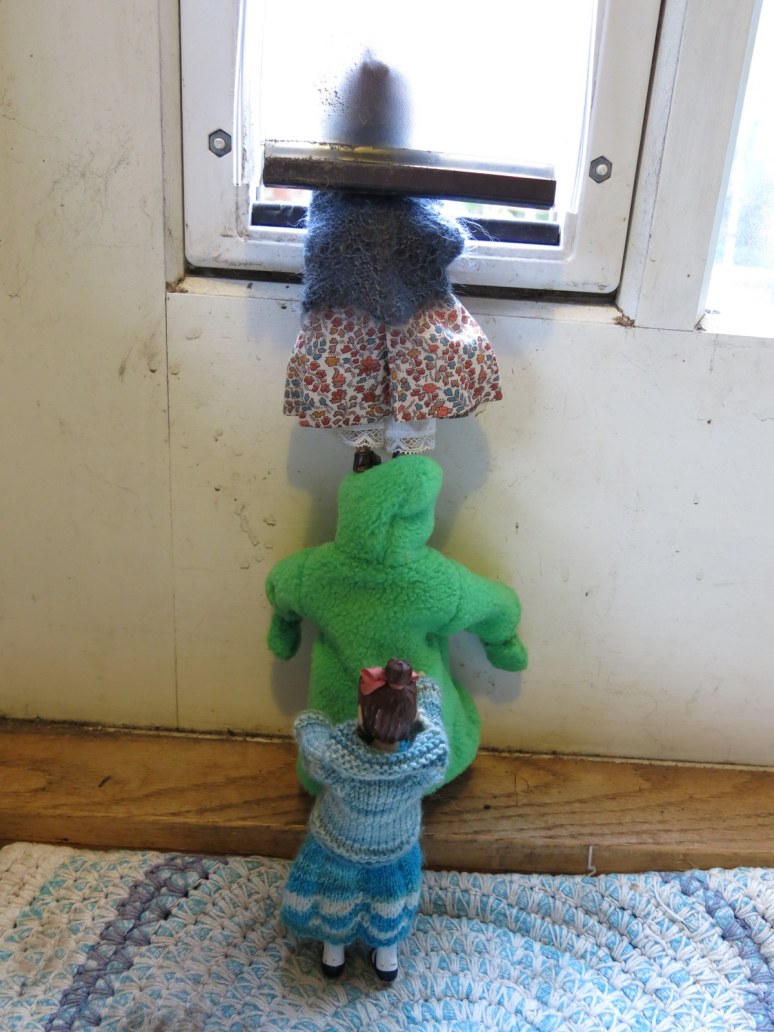 Escape out the cat door.