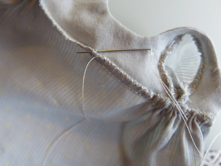 Tacking the waist seam in place