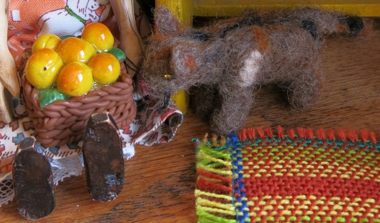 The cat investigates