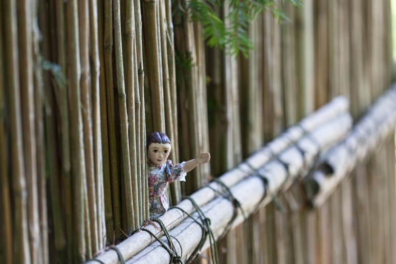 Waving from the resting hut